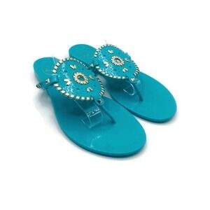 Georgica Jelly Sandal in Caribbean‎ Blue and Gold by Jack Rogers Sz 10
